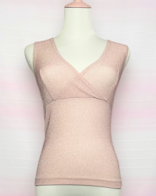 The Pink Glitter V-neck Top